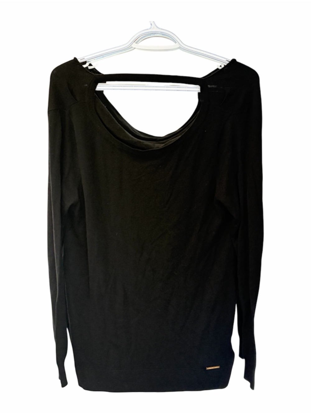 Women's Black Long-Sleeve Top with Back Cutout - Size 6 - Like New